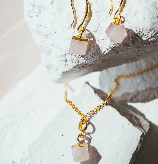 Roc Jewellery Rose Quartz Nugget Necklace