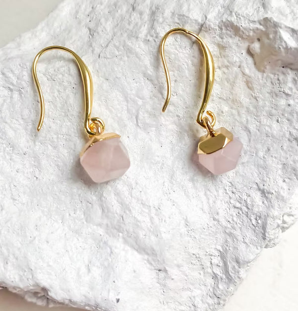 Roc Jewellery - Rose Quartz Nugget Earrings