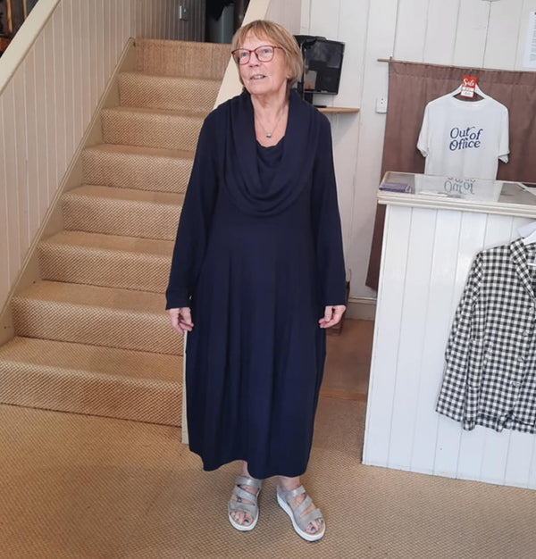 Thing Long Sleeve Soft Knit Navy Bubble Dress