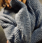 Fisherman Out Of Ireland Alpaca and Wool Denim Blue Sweater