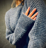 Fisherman Out Of Ireland Alpaca and Wool Denim Blue Sweater