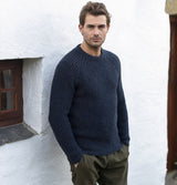 Fisherman Out Of Ireland Men's Merino Wool and Cashmere Jumper In Indigo