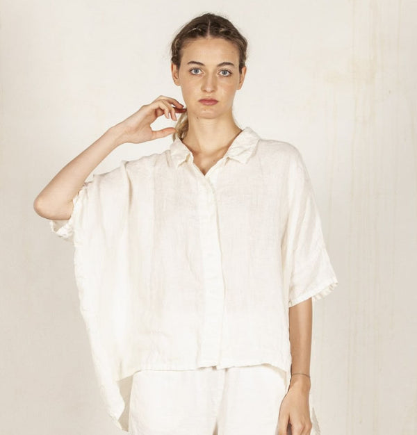 Mama B Cobo 100% Linen Shirt White