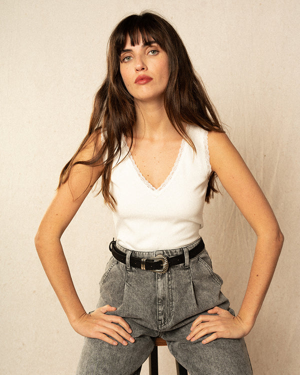 Grace and Mila Intime Lace Vest Ecru