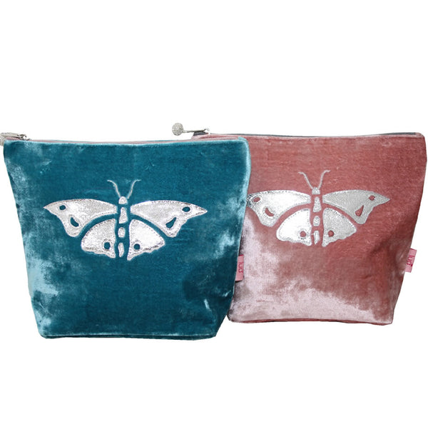 Butterfly Velvet Cosmetic Purse Large - Multiple Colours Available