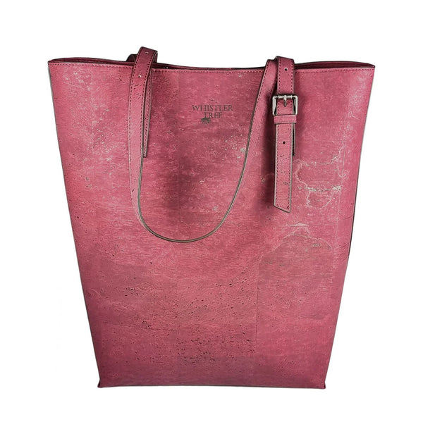 Whistler Tree Vegan Cork Leather Tote Bag in Colour Burgundy