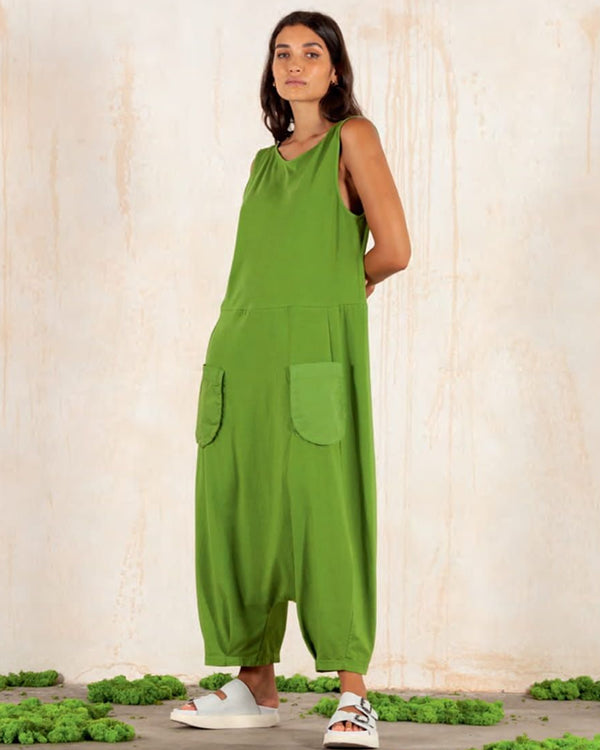 Mama B Van Gogh Cotton Jumpsuit Avocado