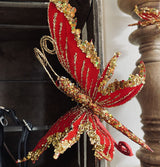 Red and Gold Butterfly on Clip