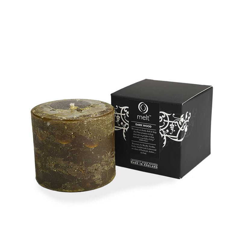 Dark Wood Candle Short and Fat